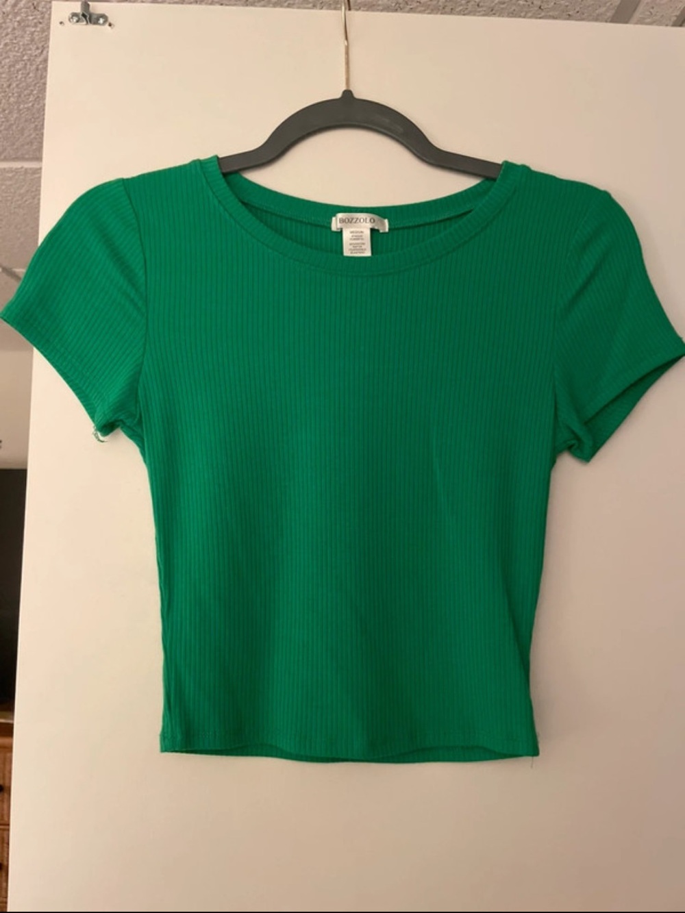 Bozzolo Emerald Ribbed Short Sleeve Crewneck Top